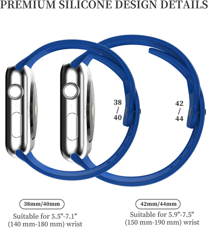 Upgrade Bands Compatible with Apple Watch Band 42Mm 44Mm 45Mm for Women Men-Soft Silicone Replacement Sport Watch Strap for Iwatch SE Series 7 6 5 4 3 2 1-Wristband