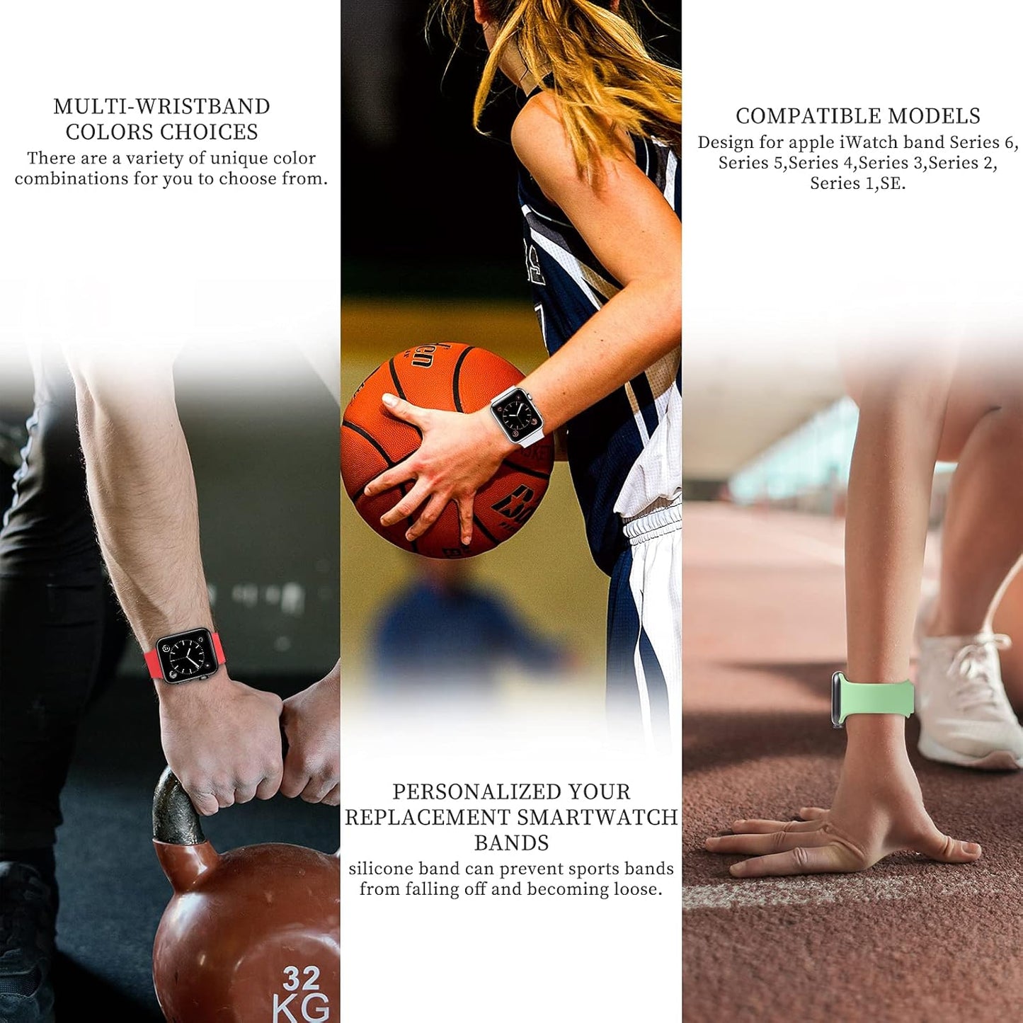 Upgrade Bands Compatible with Apple Watch Band 42Mm 44Mm 45Mm for Women Men-Soft Silicone Replacement Sport Watch Strap for Iwatch SE Series 7 6 5 4 3 2 1-Wristband