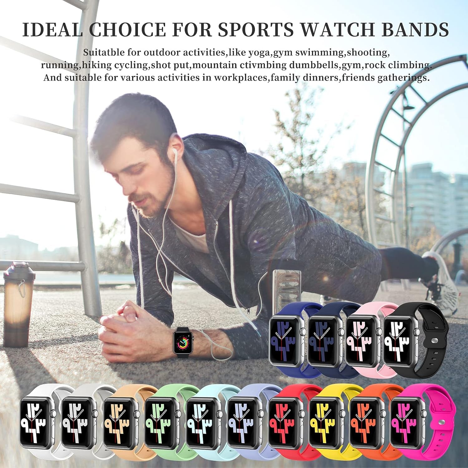 Upgrade Bands Compatible with Apple Watch Band 42Mm 44Mm 45Mm for Women Men-Soft Silicone Replacement Sport Watch Strap for Iwatch SE Series 7 6 5 4 3 2 1-Wristband