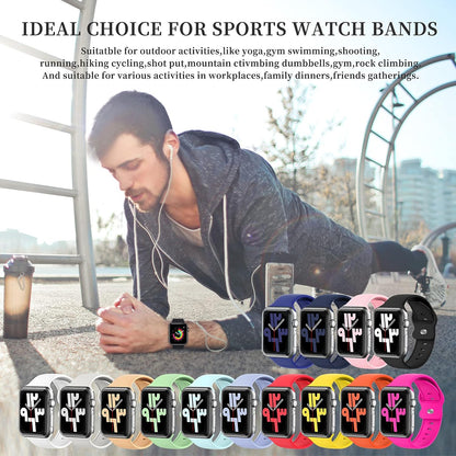 Upgrade Bands Compatible with Apple Watch Band 42Mm 44Mm 45Mm for Women Men-Soft Silicone Replacement Sport Watch Strap for Iwatch SE Series 7 6 5 4 3 2 1-Wristband