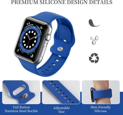 Upgrade Bands Compatible with Apple Watch Band 42Mm 44Mm 45Mm for Women Men-Soft Silicone Replacement Sport Watch Strap for Iwatch SE Series 7 6 5 4 3 2 1-Wristband