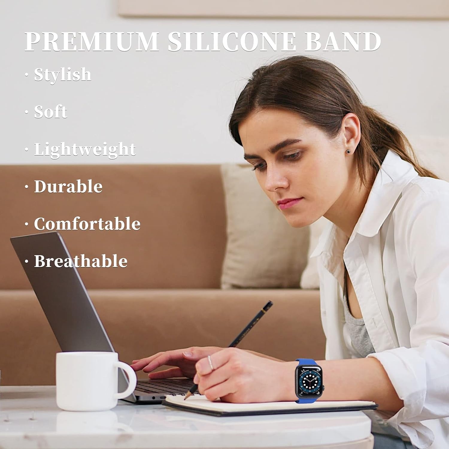 Upgrade Bands Compatible with Apple Watch Band 42Mm 44Mm 45Mm for Women Men-Soft Silicone Replacement Sport Watch Strap for Iwatch SE Series 7 6 5 4 3 2 1-Wristband